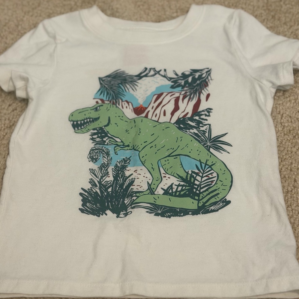 Cat & Jack Green Dinosaur Graphic T-Shirt - White